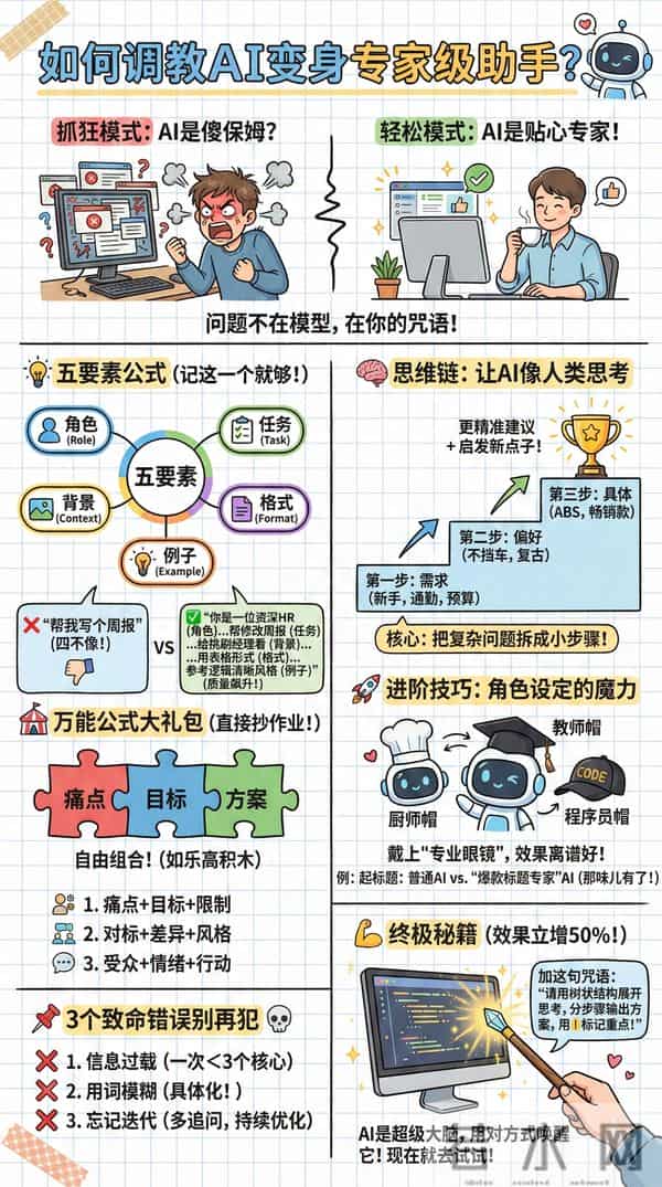 别人用AI像请专家,你用AI像找保姆这套"咒语"拯救你