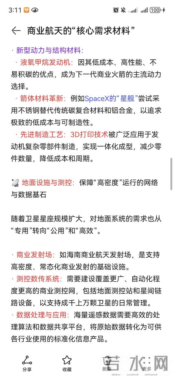 商业航天的“核心需求材料”