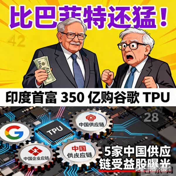 比巴菲特还猛！印度首富 350 亿购谷歌 TPU 5家中国供应链受益股曝光