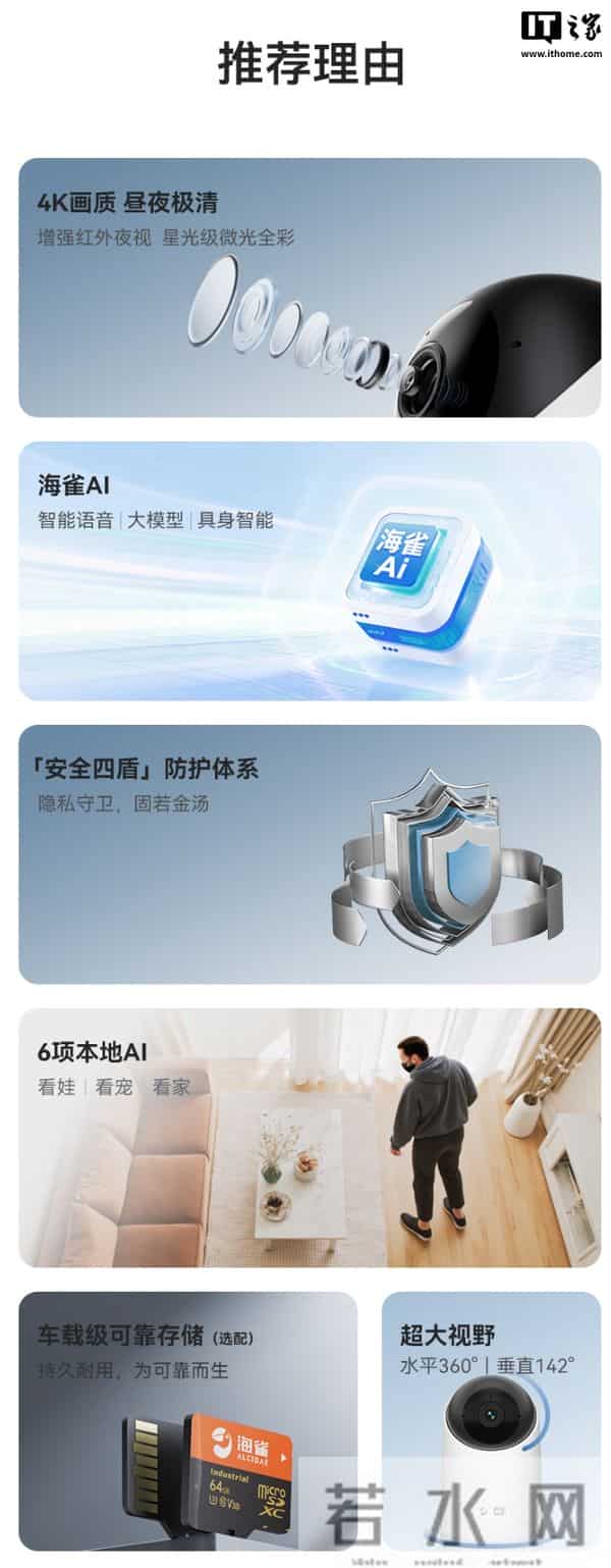 到手价231.11元,鸿蒙智选海雀智能摄像头5i 4K版开启预售