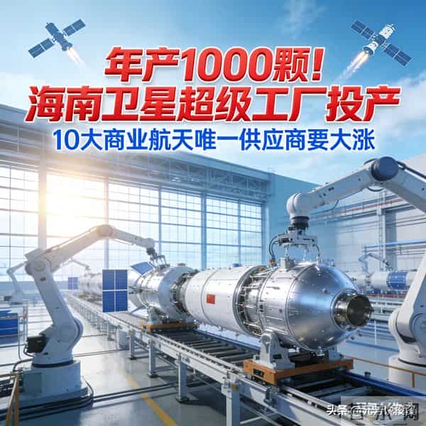 年产1000颗！海南卫星超级工厂建成 10大商业航天唯一供应商要大涨