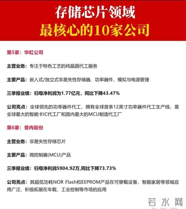 存储芯片领域:最核心十家公司