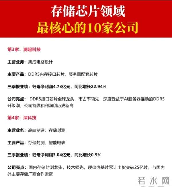 存储芯片领域:最核心十家公司