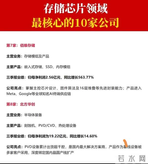 存储芯片领域:最核心十家公司