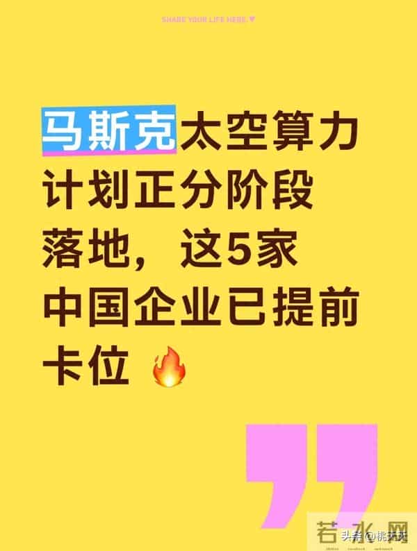 马斯克太空算力计划正分阶段落地,这5家中国企业已提前卡位