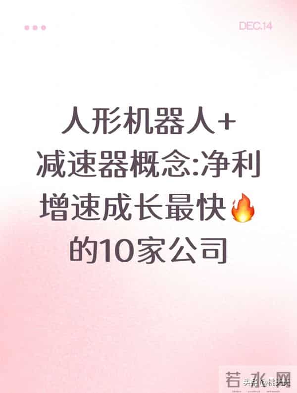 人形机器人+减速器概念-净利增速成长最快的10家公司