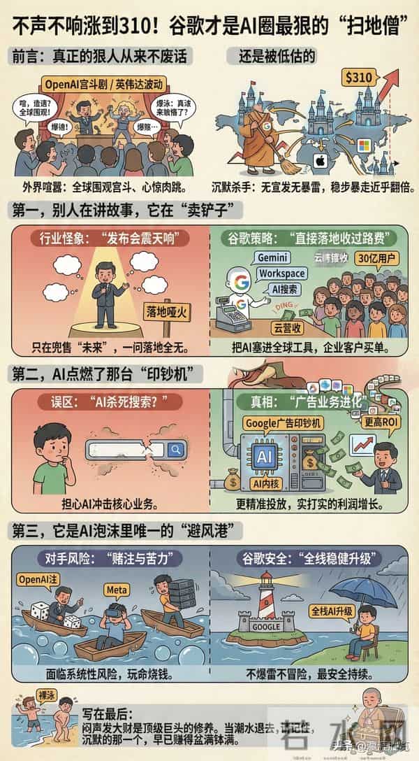 不声不响涨到310！谷歌才是AI圈最狠的“扫地僧”