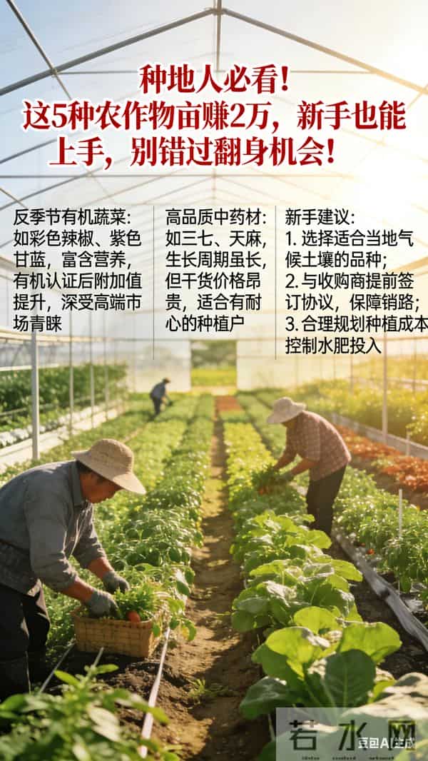 种地人必看！这5种农作物亩赚2万，新手也能上，别错过机会！