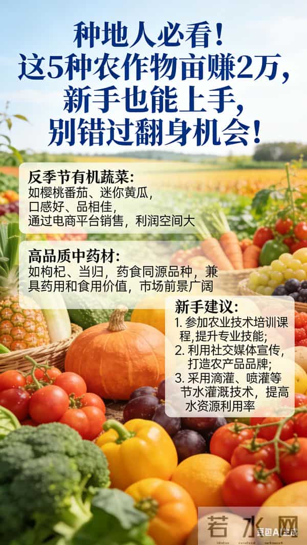 种地人必看！这5种农作物亩赚2万，新手也能上，别错过机会！