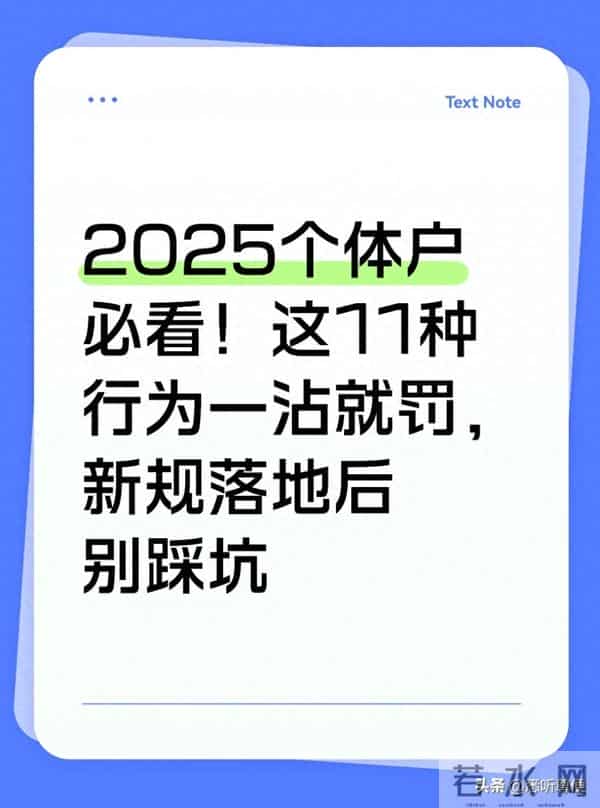 2025个体户必看！这11种行为一沾就罚，新规落地后别踩坑